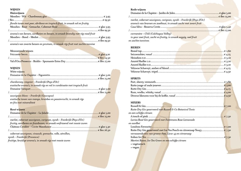 Hospitality menu feature spread